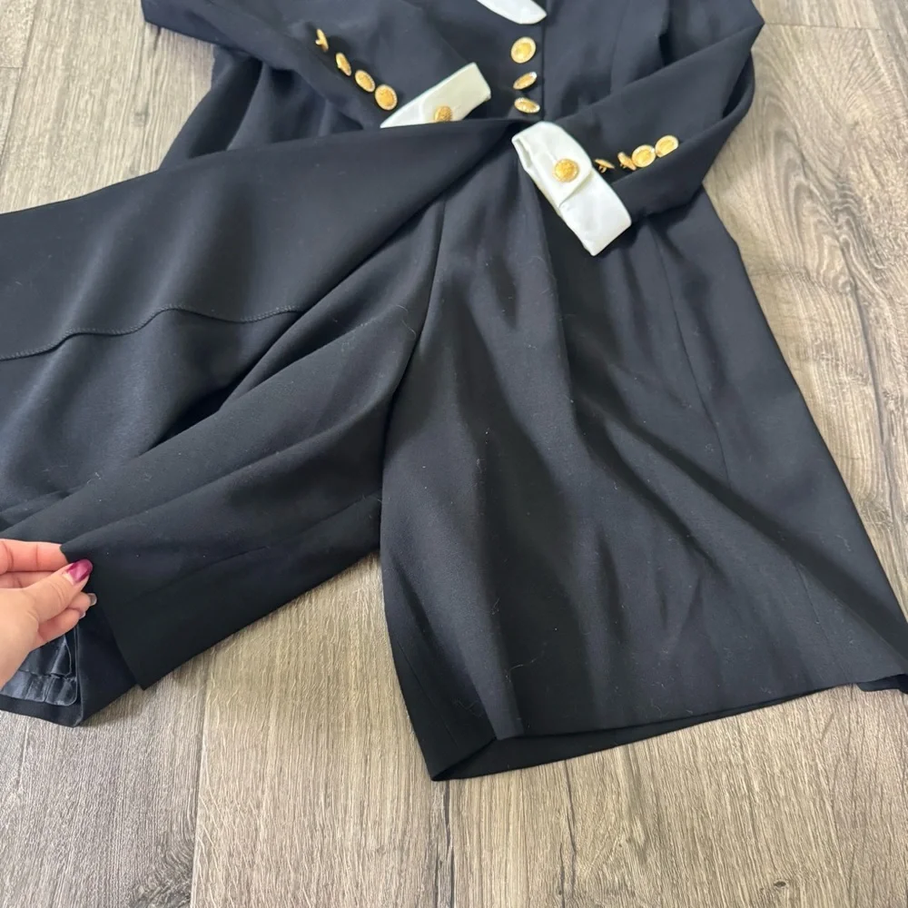 Vintage Escada Couture Black White romper Dress with Gold Accents size 36 - Picture 6 of 14